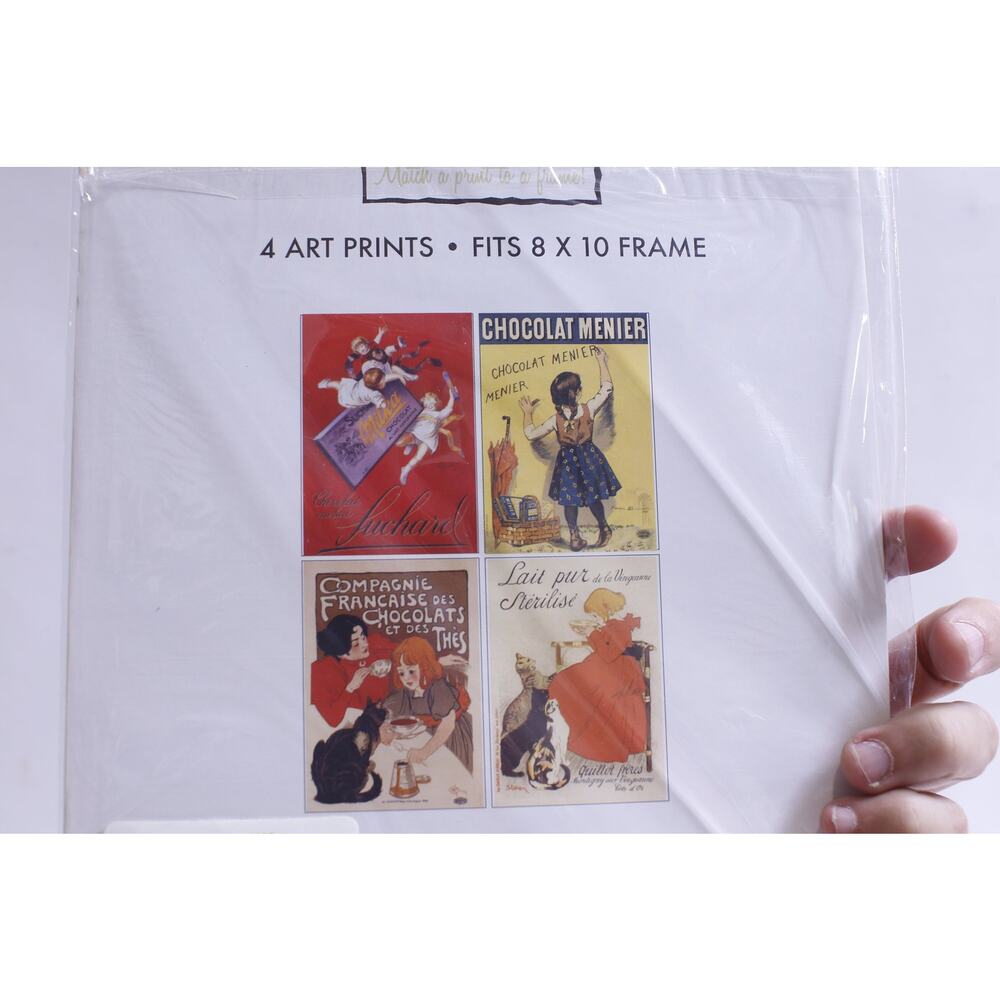 Vintage Set of Four French Poster Reprints, In Package, 8x10, Ready To Be Framed